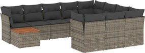 vidaXL Set canapele de grădină cu perne, 11 piese, gri, poliratan