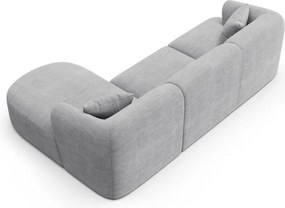 Colțar gri deschis cu tapițerie din catifea reiată (cu colț pe partea dreaptă/cu șezlong) Campi – Cosmopolitan Design