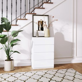 HOMCOM Comodă Sideboard, Comodă cu 4 sertare, 55 cm x 33 cm x 80 cm, Alb | Aosom Romania