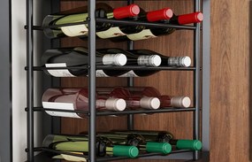 RVI5 - Rafturi Vin pentru colt, 42 cm, depozitare vin, raft stil industrial, bucatarie, living, dining - Negru - Maro