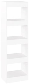 811619 vidaXL Bibliotecă/Separator cameră, alb, 40x30x135 cm