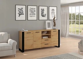 Comodă Nulakka D (Stejar artisan + negru mat). 1124826