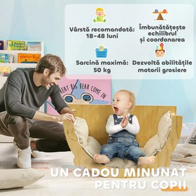 AIYAPLAY Arc Montessori 3 în 1 pentru Copii de 18-48 Luni, Structură de Cățărare, Măsuță și Balansoar cu Pernă | Aosom Romania