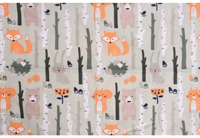 Lenjerie de pat din bumbac pentru patut FOREST ANIMALS gri