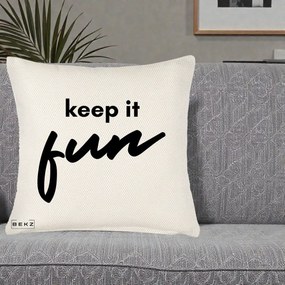 Perna Decorativa Keep It Fun, 40x40 cm, Crem Reliefat, Husa Detasabila, Perna Inclusa, BEKZ®