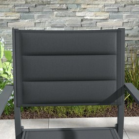 Outsunny Set de 4 scaune de grădină stivabile din aluminiu și textilenă cu cotiere, set de 4 piese pentru exterior | Aosom Romania