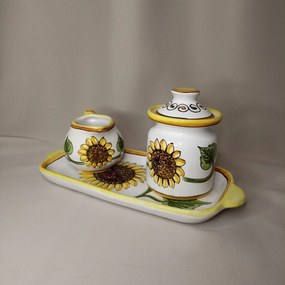Set ceramică servit ceai/cafea model floarea soarelui