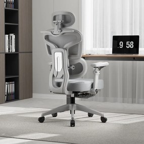 Scaun ergonomic, Sezut Translatie, cotiere 6D, tetiera 6D, suport lombar reglabil, spătar reglabil inaltime, pivotant, suport picioare, sezut buretat,Gri