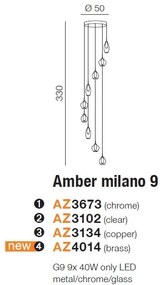 Lustra moderna AMBER MILANO 9 alama