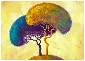 Tablou pe sticlă - Copaci în deal (70x50 cm)