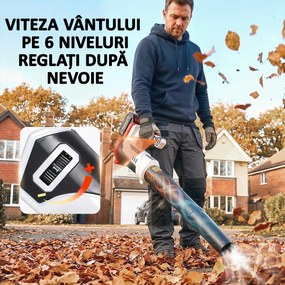Outsunny Suflător cu Baterie 18V, Suflător de Frunze cu Baterie 4Ah, Motor Fără Perii 250W, 6 Niveluri de Viteză 149 km/h, Turbo Boost, Încărcător, Ușor, pentru Grădină, Frunze, Zăpadă, Praf | Aosom Romania