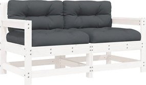 vidaXL Scaune de grădină cu perne, 2 buc., alb, lemn masiv de pin