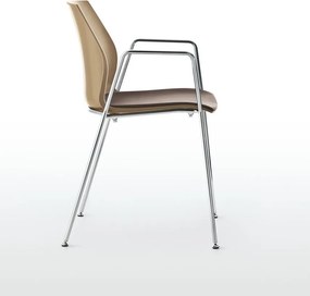 Scaun lemn masiv Kalea cadru fix cu 4 picioare din otel, 52 × 80 × 46 cm