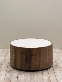 Masuta de cafea, din marmura si lemn reciclat, Savana