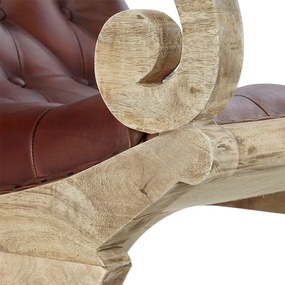 Fotoliu Lounge din lemn natur cu tapiterie maro 64x98x94 cm