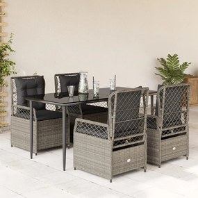 vidaXL Set mobilier de grădină cu perne, 5 piese gri deschis poliratan