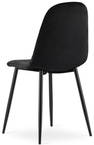 Scaun din catifea neagra cu picioare negre, Asti
