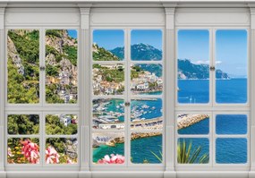 Fototapet - Marea turcoaz - privire din geam (152,5x104 cm)