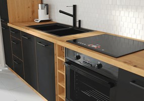 Dulap de bucătărie inferior, negru mat / stejar artizan, MONRO 60 D 1F BB