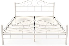 Cadru pat metalic Mimi cu grilaj cadou-alb-140x200cm