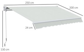 Outsunny Copertina pentru soare cu brate si actionare manuala, din aluminiu si poliester pentru exterior, 200x250 cm, alb crem | AOSOM RO