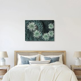Tablou pe sticlă - Flori verzi (70x50 cm)