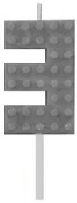 Blocks Grey Blocks Lumânare de ziua pentru numărul 3 Gri Bloc de Construcție