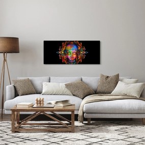 Tablou - Bustul lui Buddha în culori neon (120x50 cm)