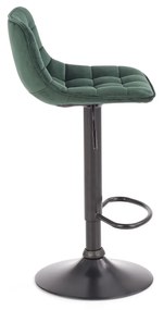 Scaun de bar cu picior negru MALIBU VELVET, verde