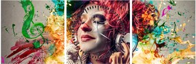 Tablou - Artista cu căști (cu ceas) (90x30 cm)