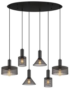 Globo 15648-6H - Lustră suspendată pe cablu JEDD, 6xE27/60W/230V, negru