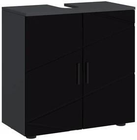 Mobilier de baie cu dulap cu 2 uși, Mobilier de baie din lemn cu poliță reglabilă, 60x30x60cm negru kleankin | Aosom Romania