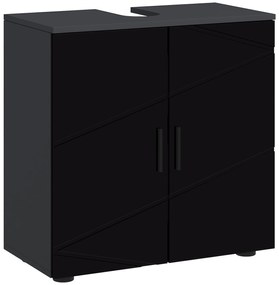 Mobilier de baie cu dulap cu 2 uși, Mobilier de baie din lemn cu poliță reglabilă, 60x30x60cm negru kleankin | Aosom Romania