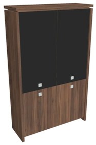 Dulap înalt Verno 128 x 46 x 210 cm, uși combinate, nuc / negru