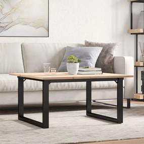 vidaXL Masă de cafea, cadru O, 80x80x45 cm, lemn masiv pin și Oţel
