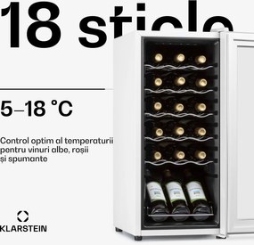 Klarstein Shiraz 18 Slim Uno, frigider pentru vin, 50 litri, 18 sticle, panou de control tactil, 5-18°C