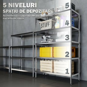 HOMCOM Raft de Bucătărie cu 5 Nivele din Oțel Inoxidabil 201, Argintiu | Aosom Romania