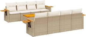 vidaXL Set canapele de grădină, 9 piese, cu perne, bej, poliratan