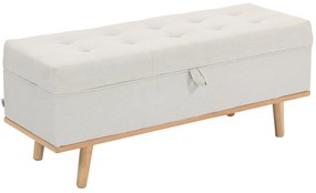 HOMCOM Taburet depozitare 80L, material textil, picioare lemn, 118x42x45 cm, crem | Aosom Romania