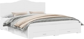 vidaXL Cadru de pat cu headboard Alb 200 x 200 cm Lemn compozit