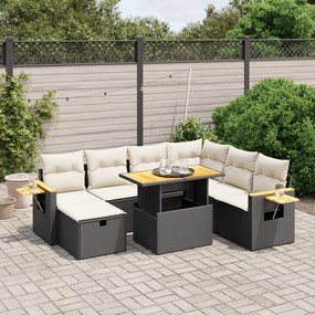 3276157 vidaXL Set mobilier de grădină cu perne, 8 piese, negru, poliratan