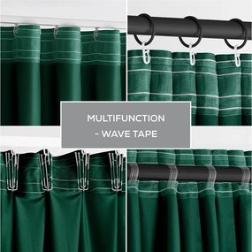 Draperie verde-închis dimout (semi-opacă) din catifea 140x270 cm Pleat – Restilo