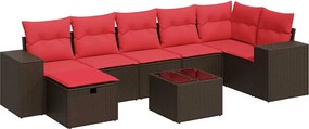 vidaXL Set canapele de grădină cu perne, 8 piese, maro, poliratan