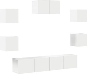 vidaXL Set dulap TV, 7 piese, alb, lemn prelucrat