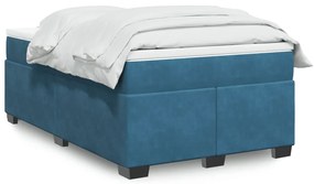 vidaXL Pat box spring cu saltea, albastru închis, 120x190 cm, catifea