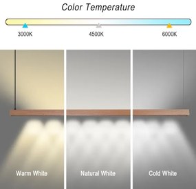 Immax NEO 07304L - Lustră LED reglabilă pe cablu MADEIRA, 33W/230V, Wi-Fi Tuya, 152 cm, stejar