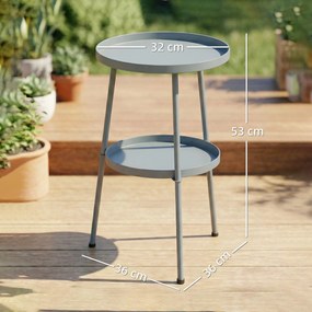 Outsunny Masă de grădină Ø36 cm, masă de balcon din metal, masă pentru luat masa în aer liber, masă rotundă pentru terasă pentru grădină terasă balcon, gri închis | Aosom Romania