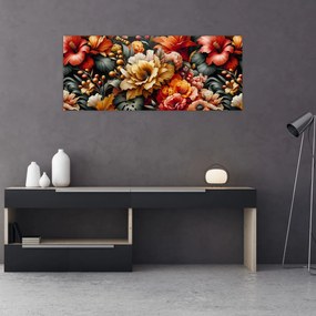 Tablou - Flori portocalii și roșii (120x50 cm)