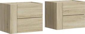 vidaXL Noptiere de perete, 2 buc., stejar sonoma, 45x30x35 cm