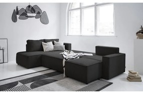 Colțar gri antracit extensibil cu tapițerie din catifea reiată (cu colț pe partea stângă /în formă de "U") Brave Dave – Miuform